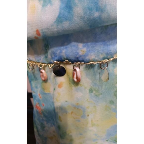 Fairycore Y2K Coquette full length dress sz 12 ruffles Floral Forest blue white - Picture 6 of 8